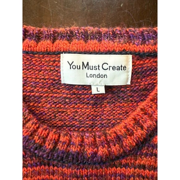 YMC You Must Create Merino Wool & Mohair Striped Men's Sweater Multicolor Size L - Picture 3 of 8
